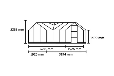 ICON Gardenhouse 6 · 8.6 m² (6' x 10') Sort m/3 mm Hærdet Glas